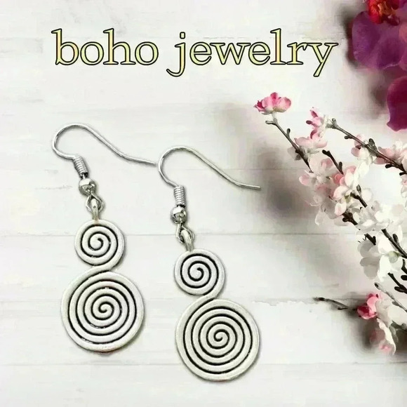 Spiral earrings dangle bohemian boho geometric earrings for women - Picture 5 of 11